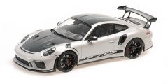 Minichamps Porsche 911 GT3 RS (991.2) 2019 Silver W/ Weissach Package W/Wording W/ Black Wheels